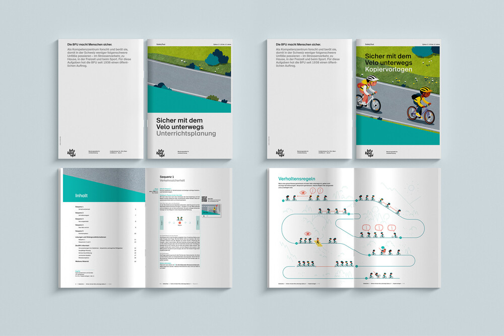 Unterrichtsmaterial, Titelseite «Sicher mit dem Velo unterwegs» – Lehrmittel-Serie «SafetyTools» der BFU
