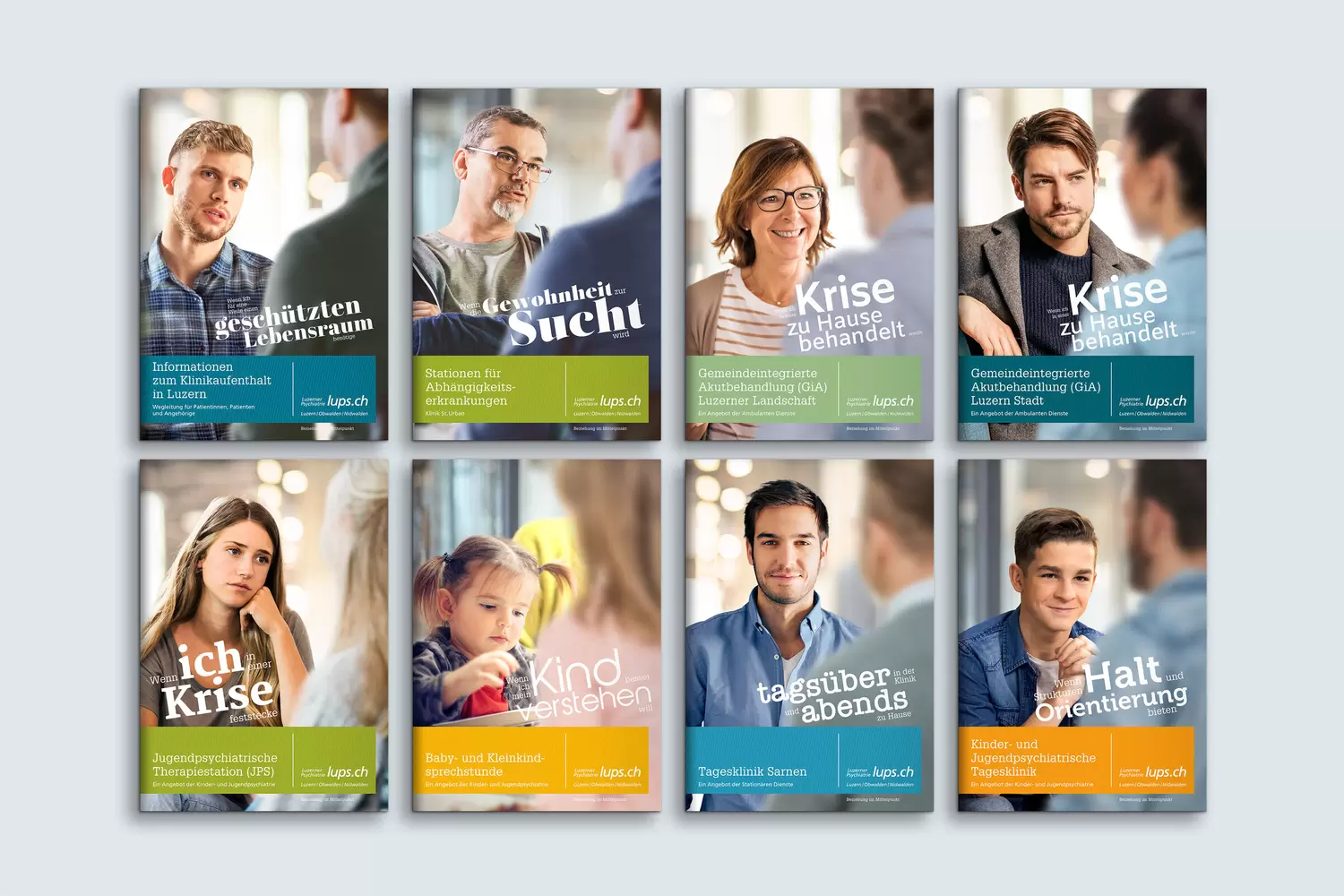 Geschäftsbericht Titelseiten-Serie, Teil des Corporate Designs – Luzerner Psychiatrie (lups)