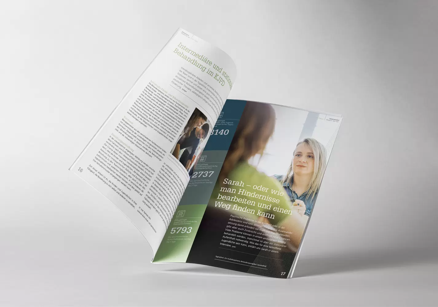 Innenseiten-Gestaltung – Magazin «Blickwinkel» der Luzerner Psychiatrie (LUPS)