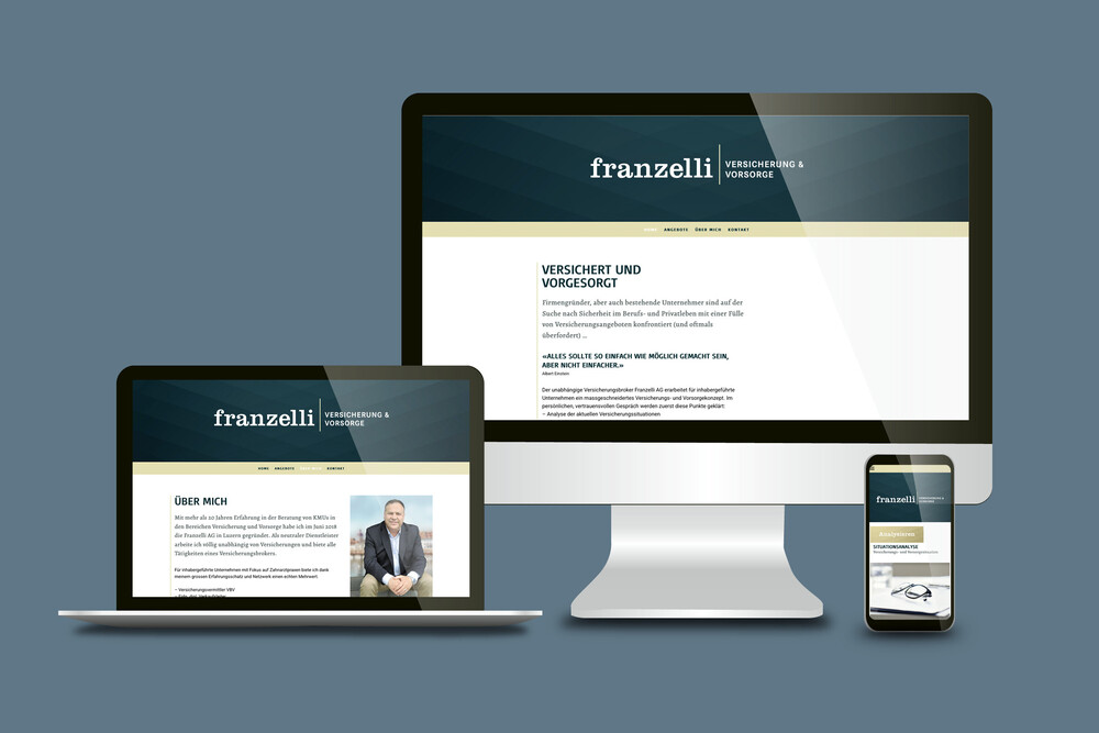 Webdesign responsive und RealisationWebsites – Franzelli AG, Versicherungsberatung Luzern