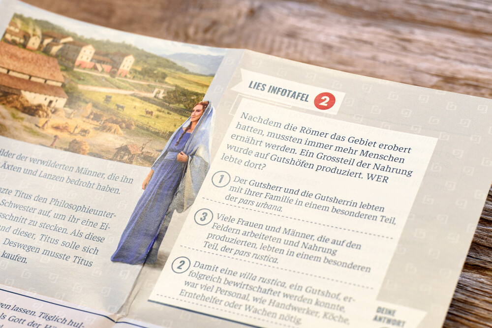 Aufgabenstellung zu Infotafel auf dem Erlebnisrundgang – Kulturabenteuer «Römischer Gutshof»