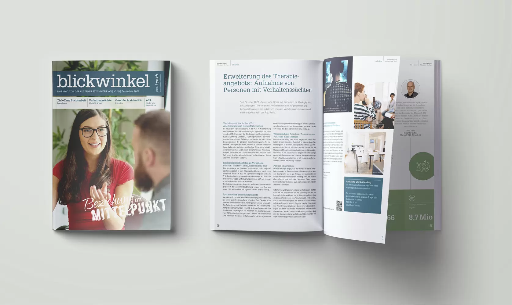 Cover und Innengestaltung – Magazin «Blickwinkel» der Luzerner Psychiatrie (LUPS)