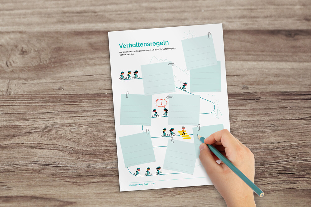 Arbeitsblatt «Sicher mit dem Velo unterwegs» – Lehrmittel-Serie «SafetyTools» der BFU