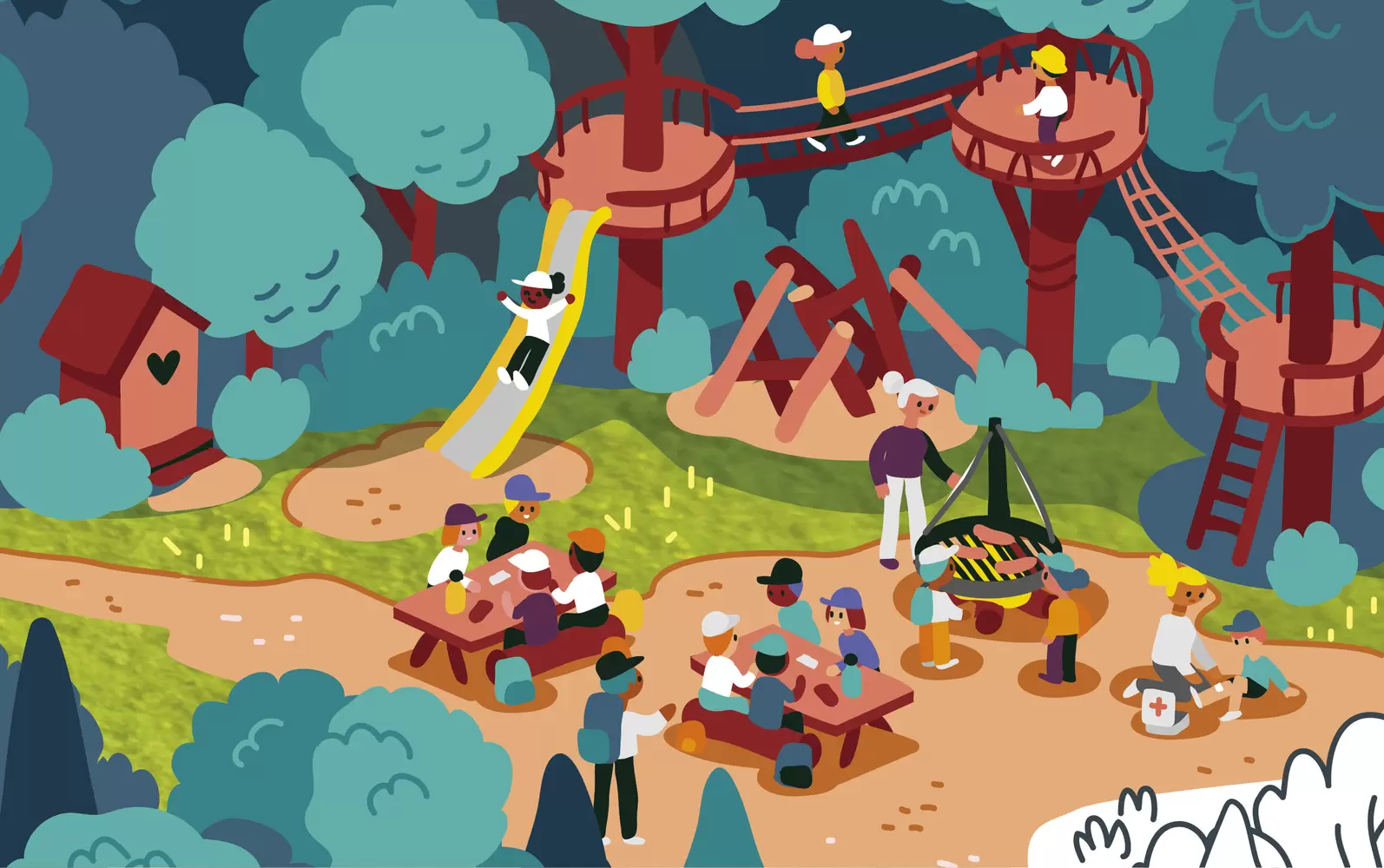 Wimmelbild – Lehrmittel-Serie «SafetyTools» der BFU