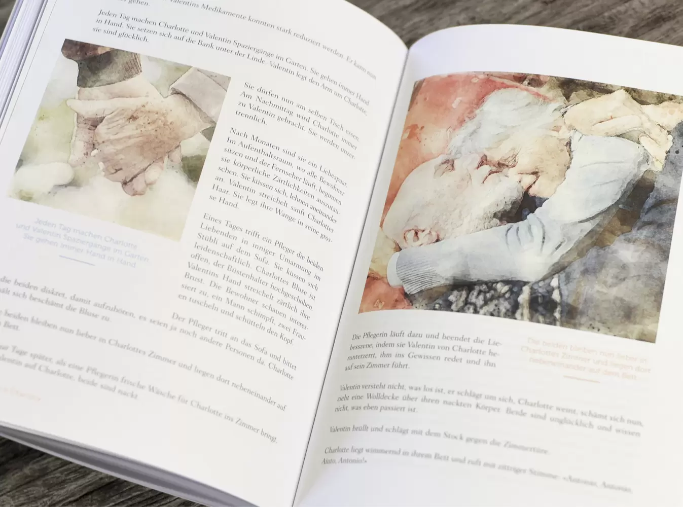 Gestaltung Innenseiten mit Illustrationen – «Valentin & Charlotte» Menschen mit Demenz – VA-CH Validation Schweiz