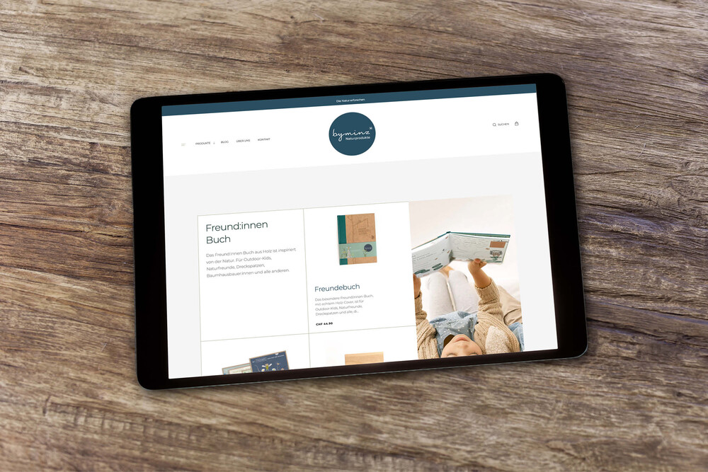Webdesign Tablet – Webshop byminz Naturprodukte, Luzern