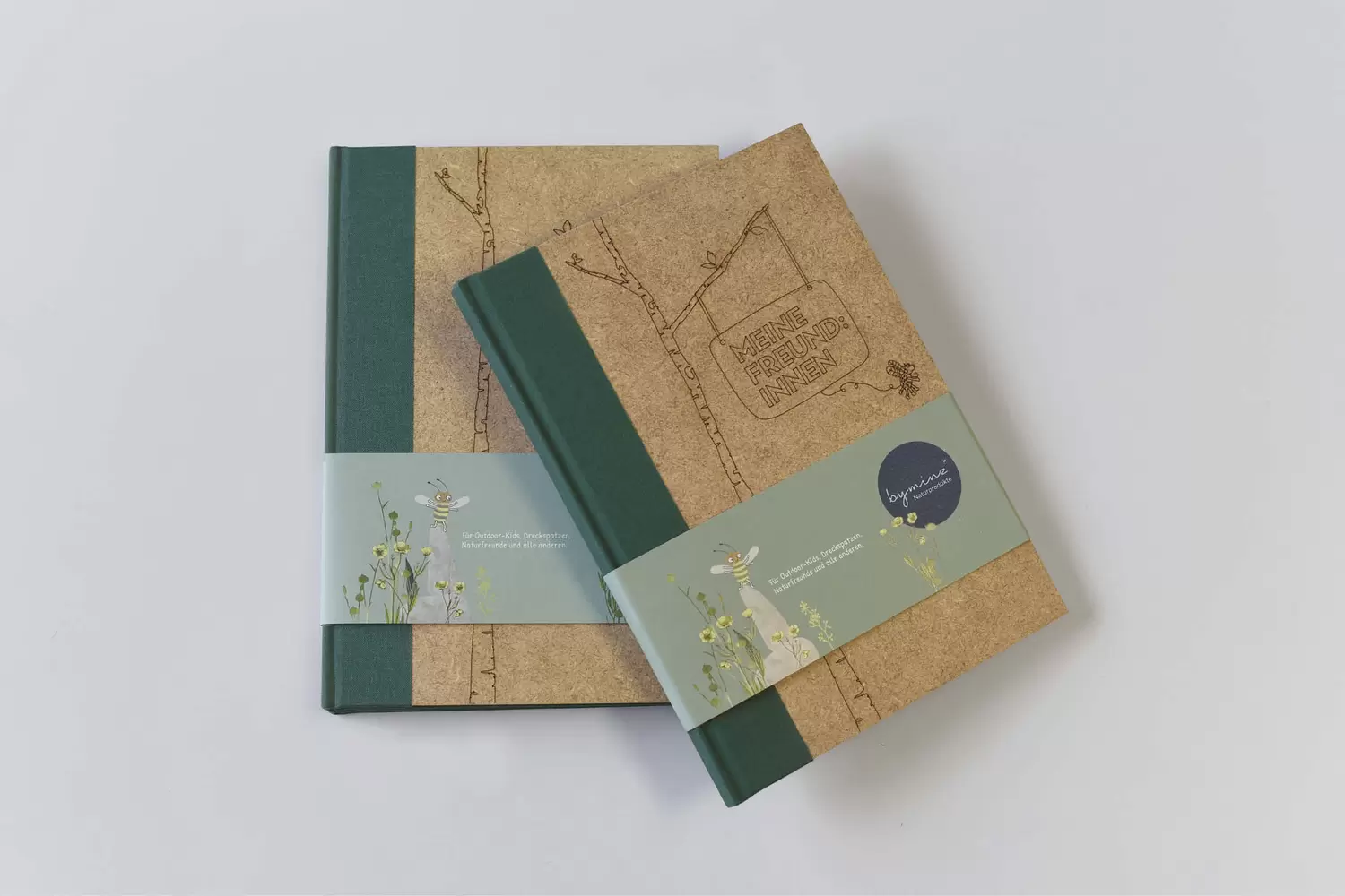 Cover mit Banderole, Buch mit Holzdeckel – Das Freund:innenbuch, byminz Naturprodukte, Luzern