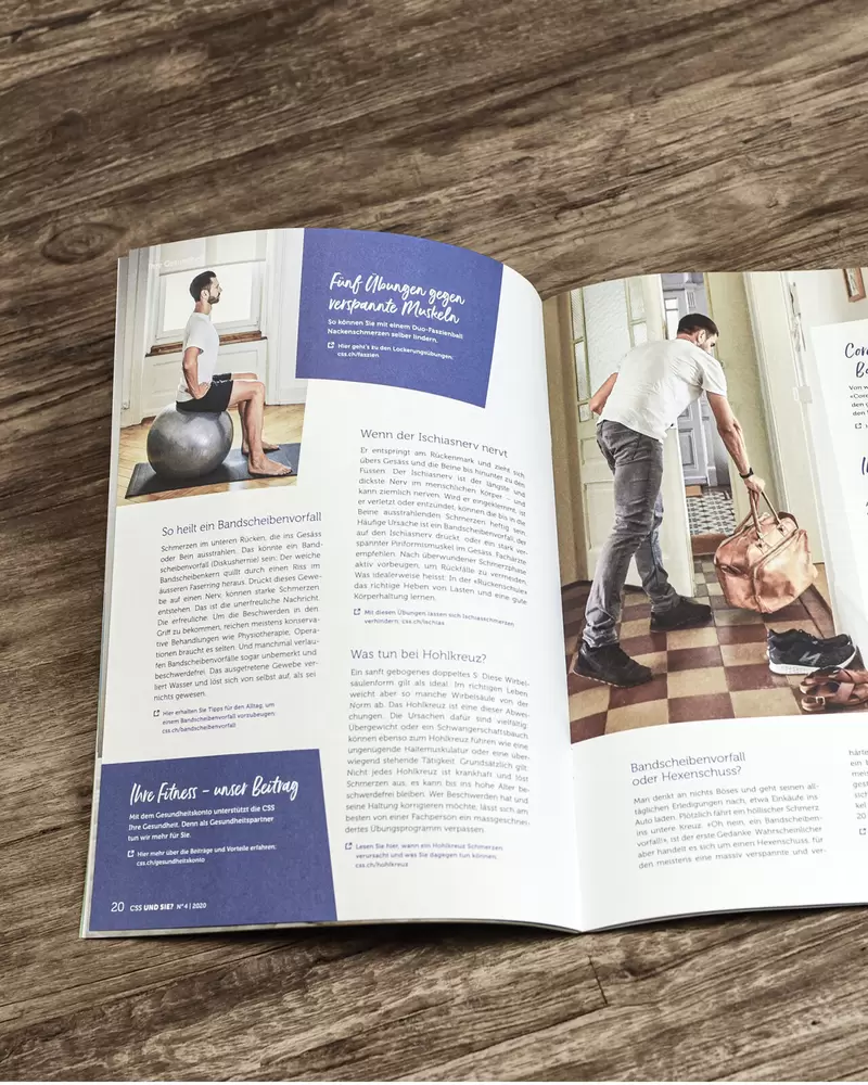 Kundenmagazin Doppelseitengestaltung, Detail – CSS Kundenmagazin «CSS und Sie?»