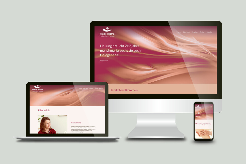 Webdesign responsive und RealisationWebsites – Praxis Thoma, Medizinische Massage, Root