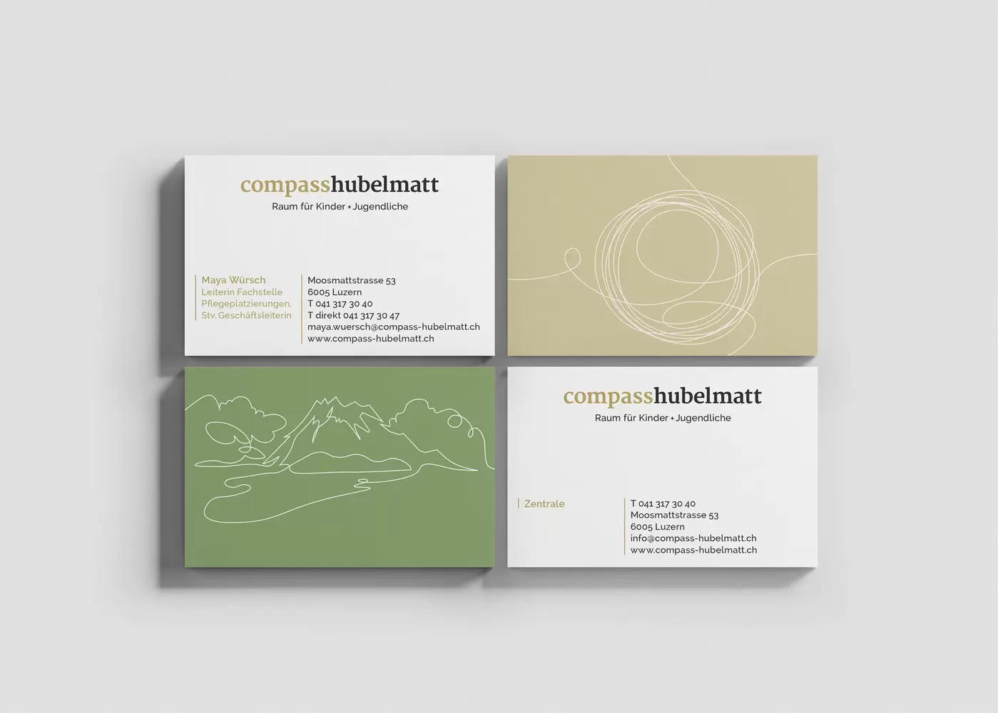 Corporate Design, Visitenkarten – Compass Hubelmatt